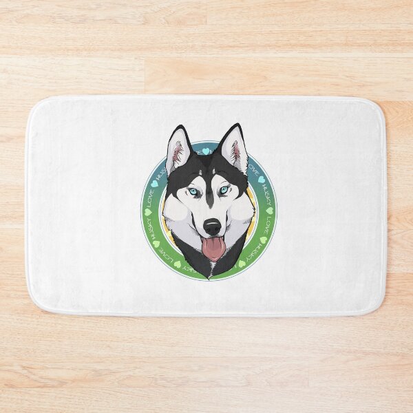 Husky Love (Black) Bath Mat