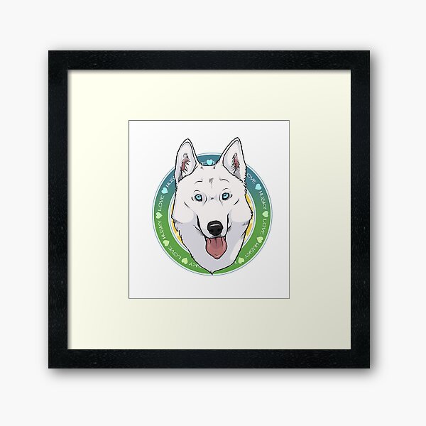 Husky Love (White) Framed Art Print