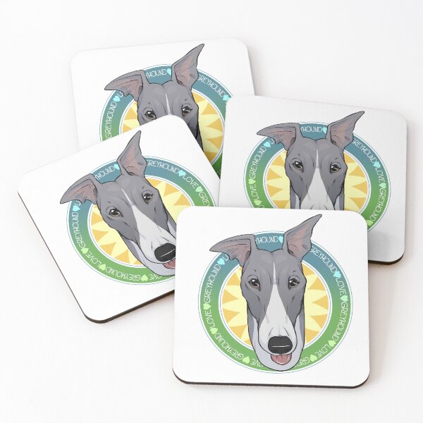 Greyhound Love (Grey) Coasters (Set of 4)