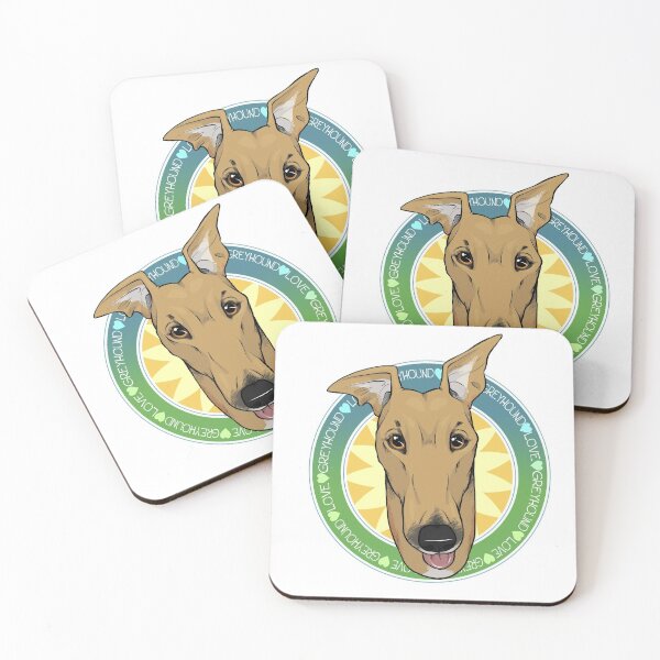 Greyhound Love (Fawn) Coasters (Set of 4)