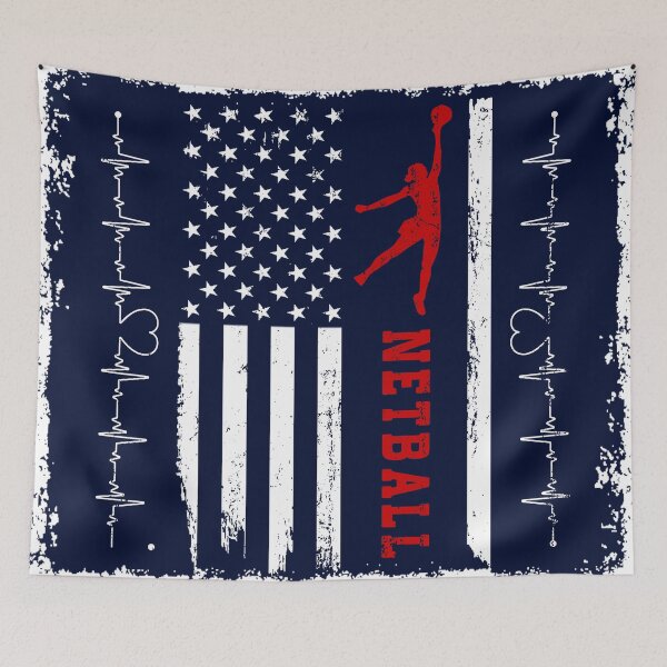 Item preview, Netball America Flag Blue Retro designed and sold by LittleFunky79.
