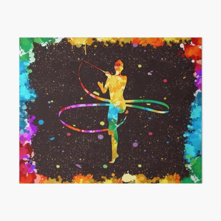Rhythmic gymnastics hoop watercolor art, abstract painting. sport