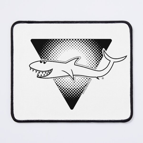 Retro Shark Logo - Black Mouse Pad