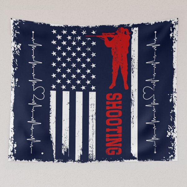 Item preview, Shooting America Flag Blue Retro designed and sold by LittleFunky79.