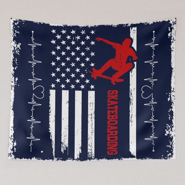 Item preview, Skateboarding America Flag Blue Retro designed and sold by LittleFunky79.