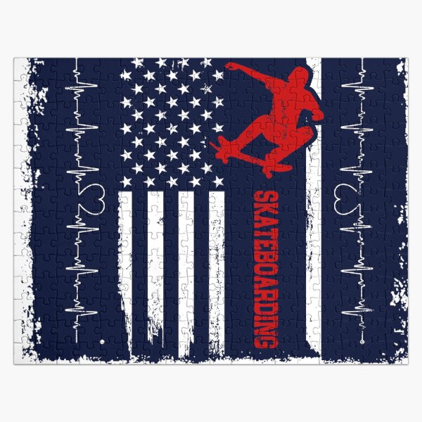 Item preview, Skateboarding America Flag Blue Retro designed and sold by LittleFunky79.