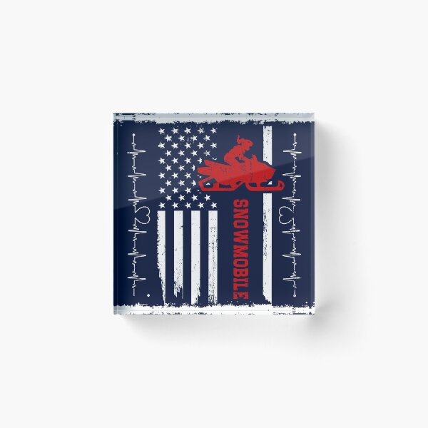 Item preview, Snowmobile America Flag Blue Retro designed and sold by LittleFunky79.