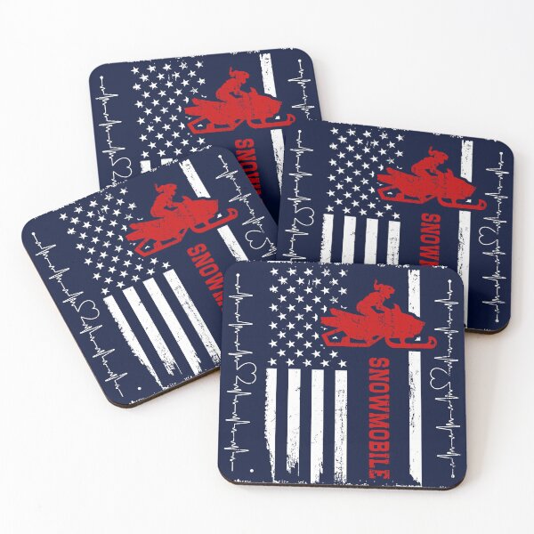 Item preview, Snowmobile America Flag Blue Retro designed and sold by LittleFunky79.