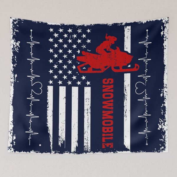 Item preview, Snowmobile America Flag Blue Retro designed and sold by LittleFunky79.