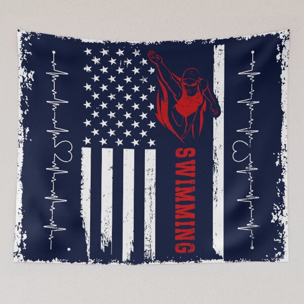 Item preview, Swimming America Flag Blue Retro designed and sold by LittleFunky79.