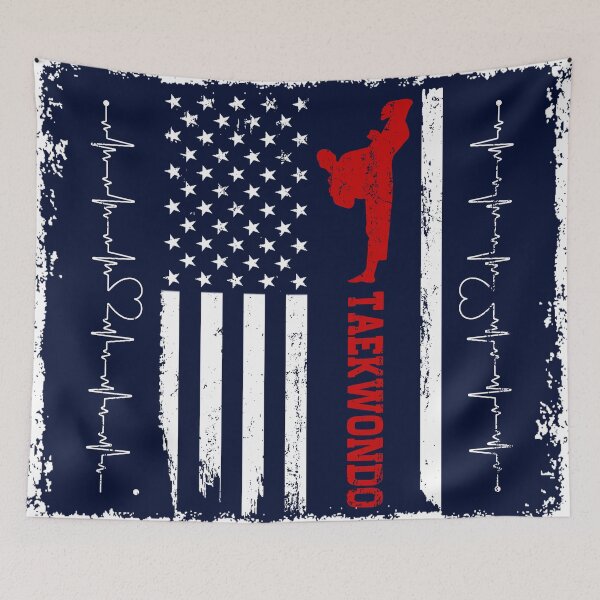 Item preview, Taekwondo America Flag Blue Retro designed and sold by LittleFunky79.