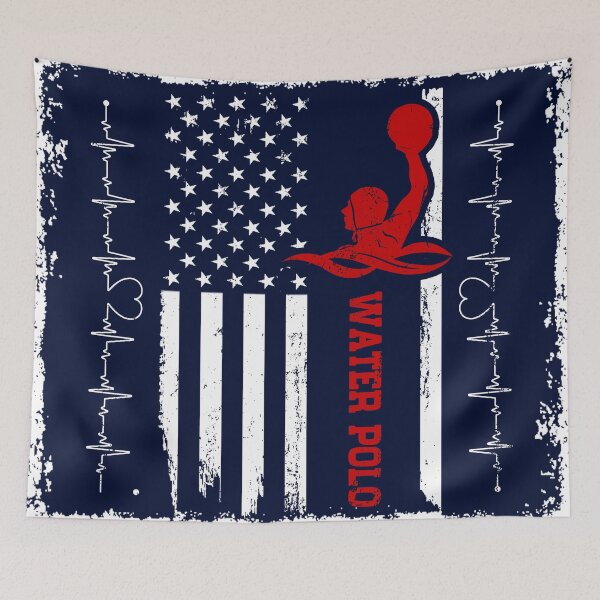 Item preview, Water Polo America Flag Blue Retro designed and sold by LittleFunky79.