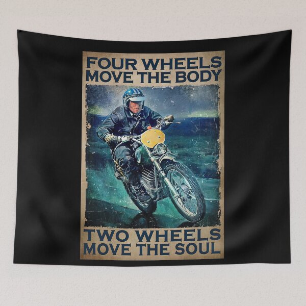 Item preview, Four Wheels Move The Body Two Wheels Move The Soul - Men Motorcycle Poster Gift designed and sold by SockaArt1.