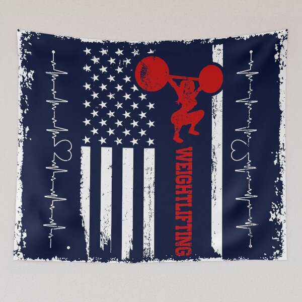 Item preview, Weightlifting America Flag Blue Retro designed and sold by LittleFunky79.