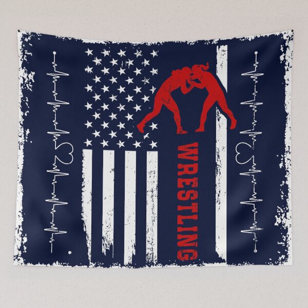Item preview, Wrestling America Flag Blue Retro designed and sold by LittleFunky79.
