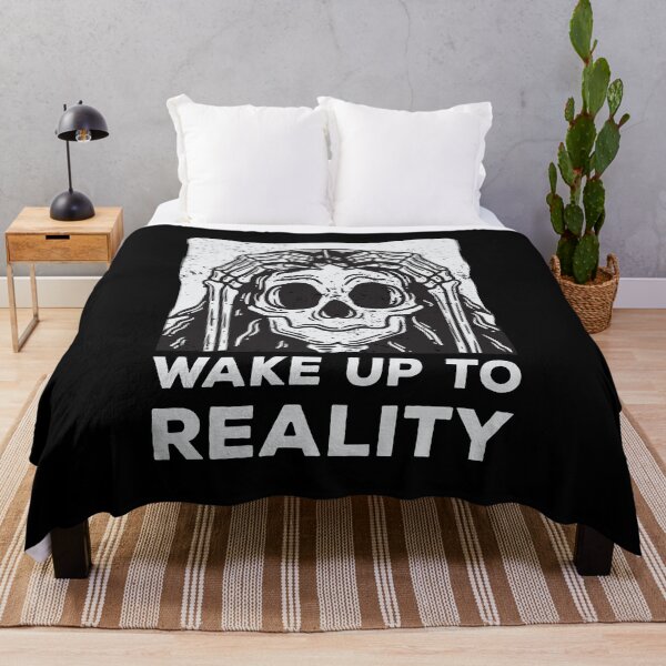 Item preview, Wake up to reality skull skeleton funny quote designed and sold by Mindy Bubble.