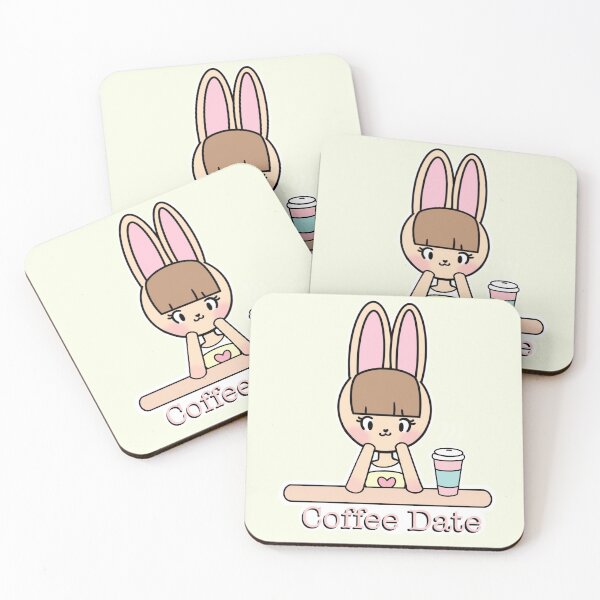 Item preview, Kawaii Bunny Coffee Date designed and sold by bunnyteawhimsy.