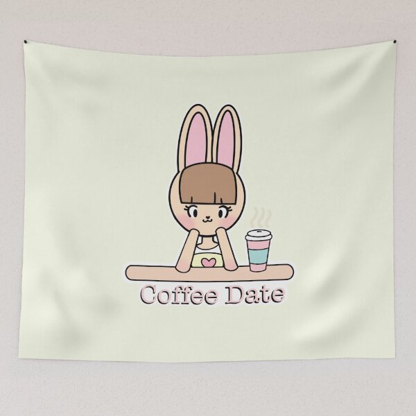 Item preview, Kawaii Bunny Coffee Date designed and sold by bunnyteawhimsy.
