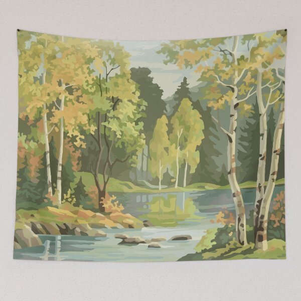 Item preview, Vintage Style Evergreen Forest Scene designed and sold by KavimaCreatives.