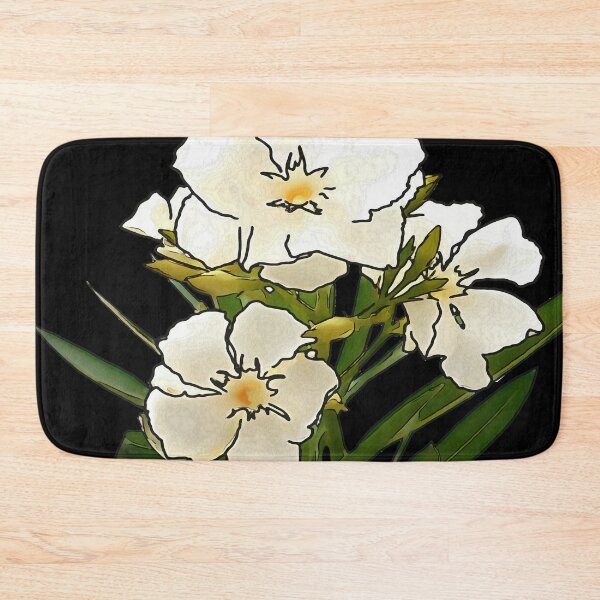 Item preview, White Oleander Black Outline Art On Black designed and sold by taiche.