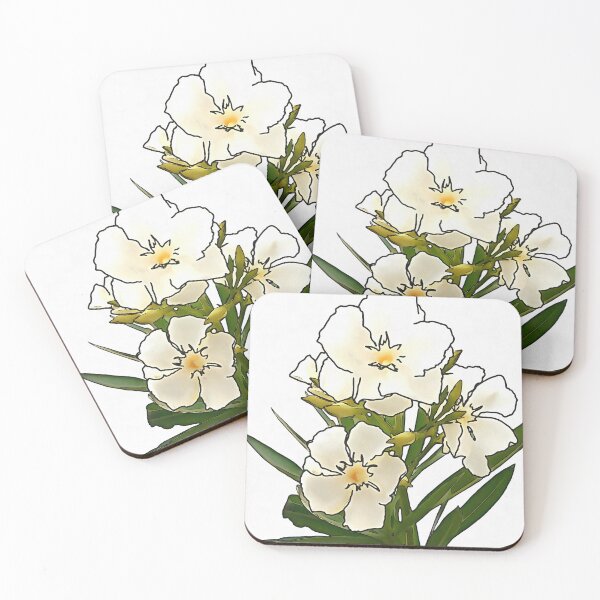 Item preview, White Oleander Black Outline Art On White designed and sold by taiche.