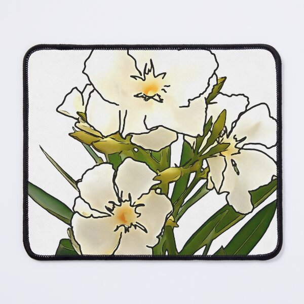 Item preview, White Oleander Black Outline Art On White designed and sold by taiche.