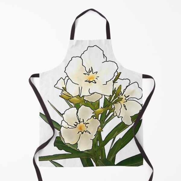 Item preview, White Oleander Black Outline Art On White designed and sold by taiche.