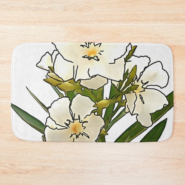 Item preview, White Oleander Black Outline Art On White designed and sold by taiche.