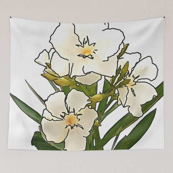 Item preview, White Oleander Black Outline Art On White designed and sold by taiche.