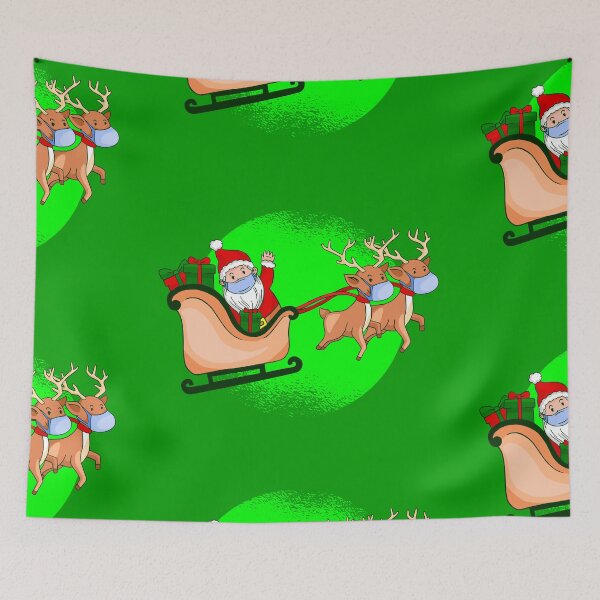 Item preview, coronavirus face mask santa claus reindeer ugly christmas sleigh covid designed and sold by Gossip Rag.