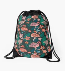 Flamingo Parade Drawstring Bag