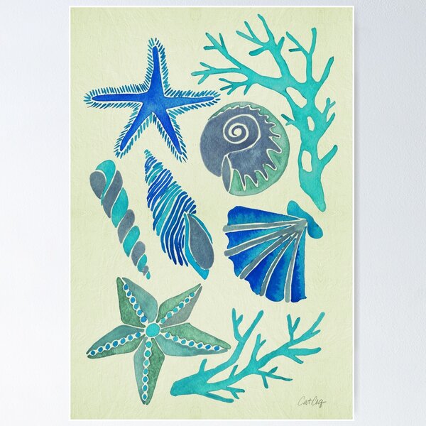 Item preview, Blue Seashells designed and sold by Cat Coquillette.