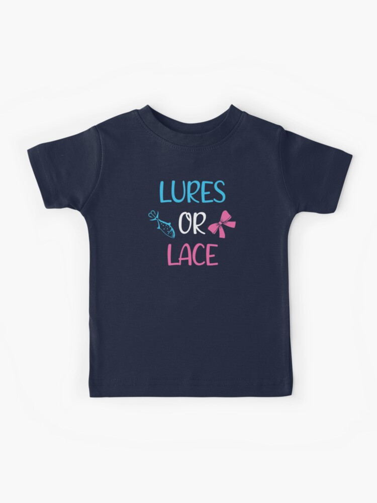 Lures Or Lace Gender Reveal Fishing Themed Girl Boy | Kids T-Shirt