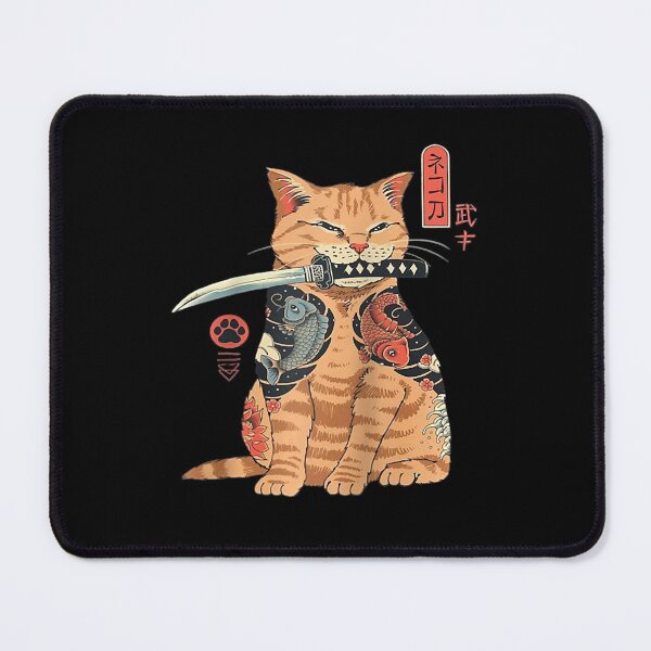 Artikelvorschau, Japanische Samurai Ninja Katze Kawaii Tattoo Grafik entworfen und verkauft von WoolRudransh.