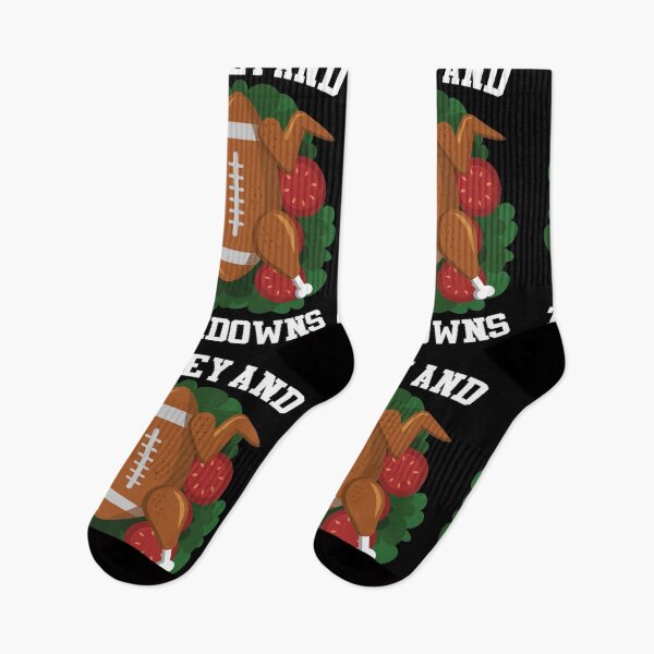 Item preview, Turkey And Touchdowns Funny Thanksgiving Love Football designed and sold by GravitiTees.