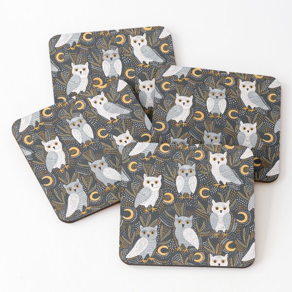 Item preview, Snowy Owls At Night Pattern designed and sold by DeKoro.