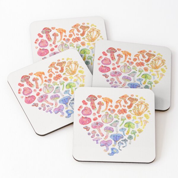 Item preview, Watercolor Rainbow Mushroom Heart - Neutral designed and sold by beccaboyce.