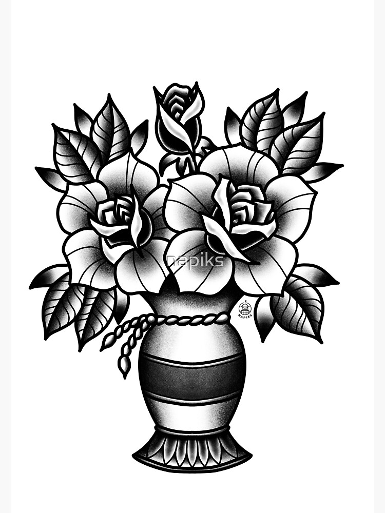 vase with roses drawing