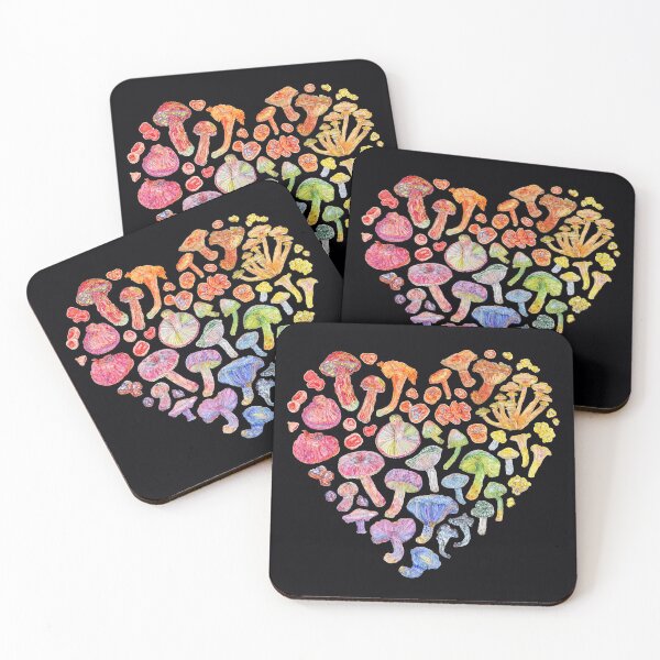 Item preview, Watercolor Rainbow Mushroom Heart - Black designed and sold by beccaboyce.