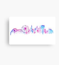 California Magic Theme Park Watercolor Skyline Silhouette Metal Print