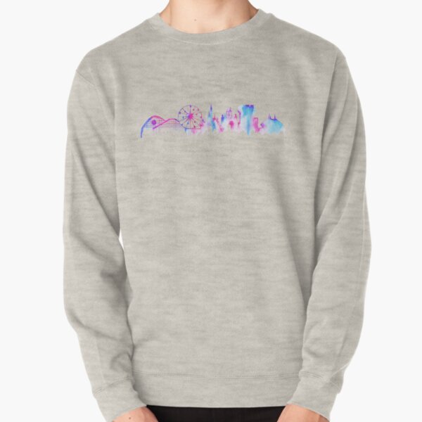 California Magic Theme Park Watercolor Skyline Silhouette Pullover Sweatshirt