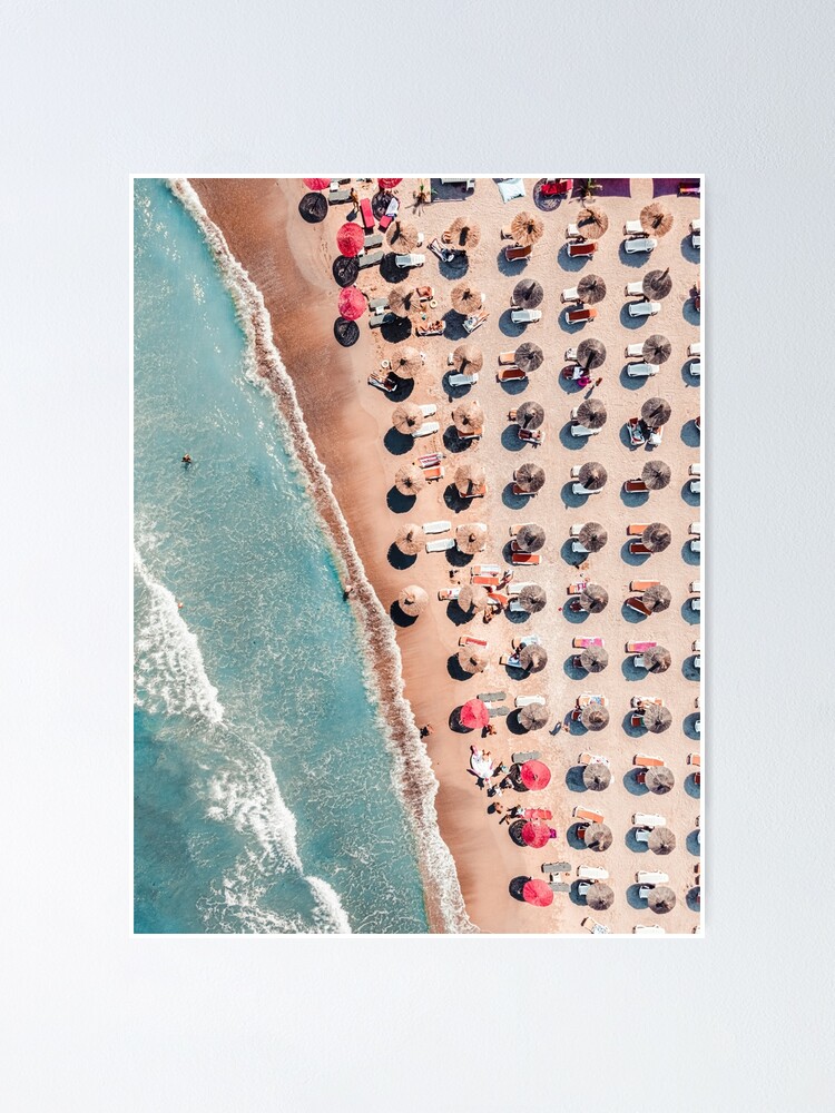 Aerial Ocean Print, Beach Print, Summer Vibes, Aerial Beach People  Umbrellas Print, Beach Photography, Sea Waves Art Print Spiral Notebook  for Sale by radub85