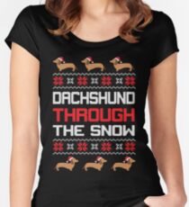 Dachshund Through The Snow Women's Fitted Scoop T-Shirt
