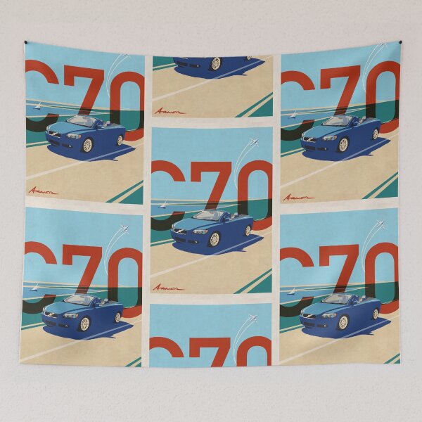 Item preview, Vintage style C70 car Artwork - pre-facelift - blue designed and sold by Arneil-Artworks.