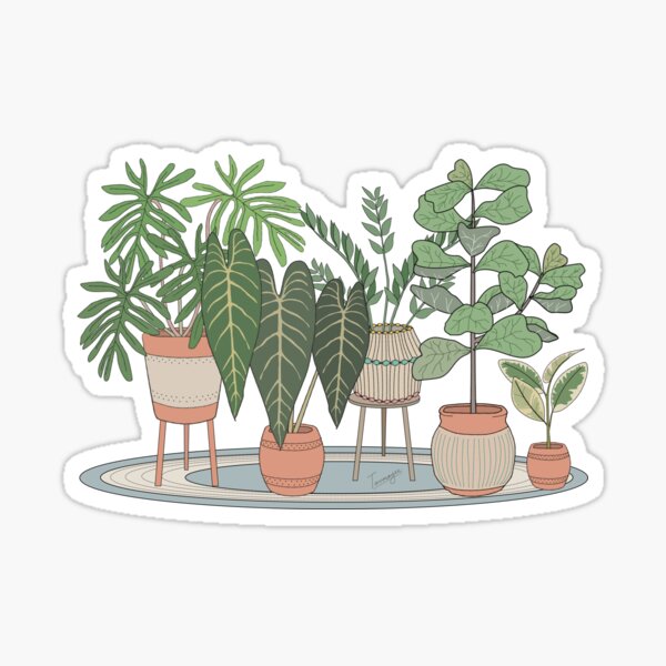 House plants stickers, boho plants, potted plants