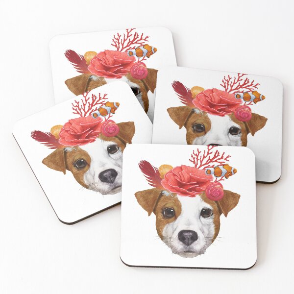 Item preview, Portrait of Jack Russell with sea crown. Hand-drawn illustration, digitally colored. designed and sold by Victoria Novak.