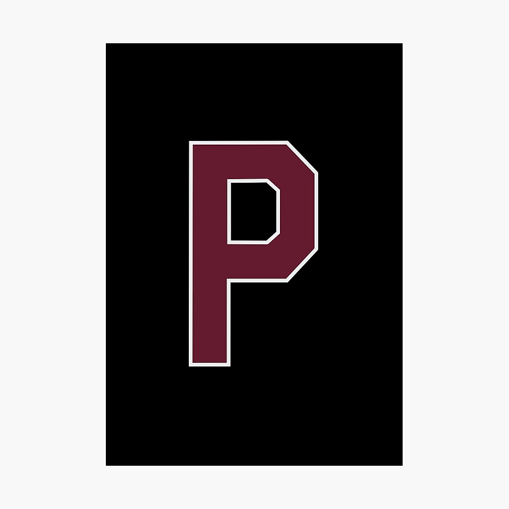 big capital letter p alphabet collegiate athletic initials poster by drmrkt redbubble