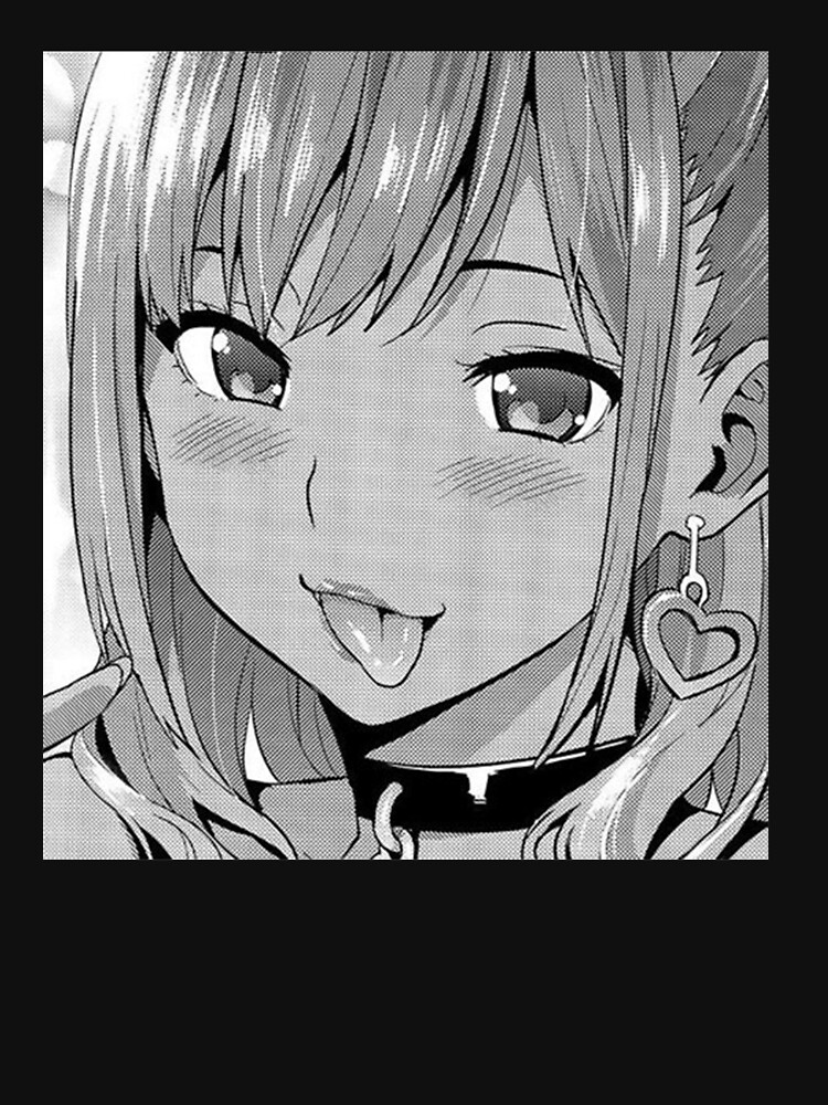  Ahegao Anime Girl With Tongue and Hands Out Weeb T