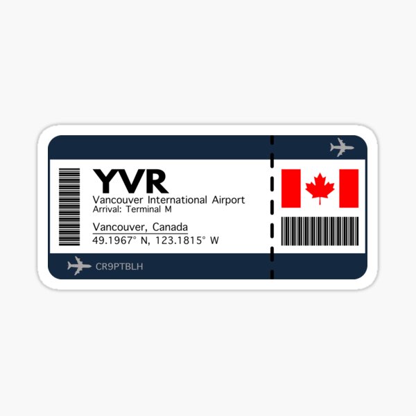 Vista previa del artículo con la obra «Billete de tarjeta de embarque del Aeropuerto Internacional de Vancouver YVR», diseñado y vendido por HillViewDesigns.