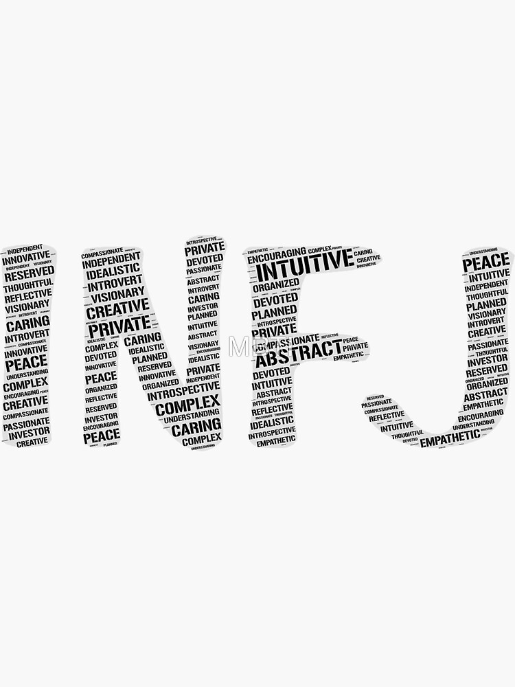 "INFJ Descriptive Word Cloud" Sticker for Sale by MBTI Redbubble